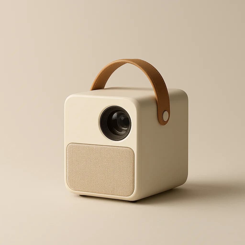Projecteur Nomad, cube écru avec poignée